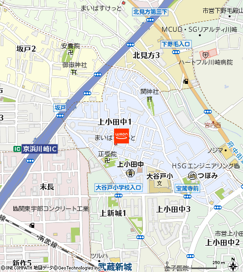 まいばすけっと上小田中店付近の地図